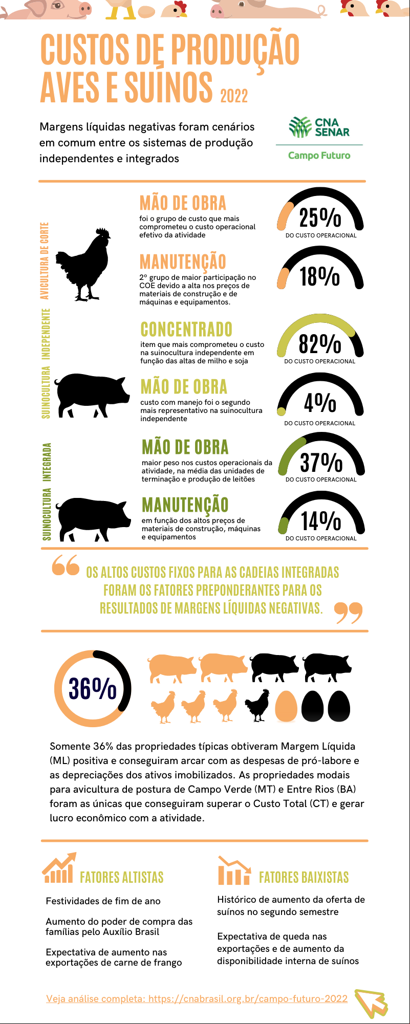 Infografico custos Aves Suinos 2022 Campo Futuro CNA